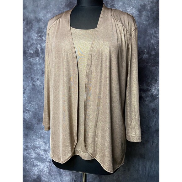 Chico's Tops - Chico's Travelers Slinky Liquid Shimmer 2pc Tank Cardigan Jacket